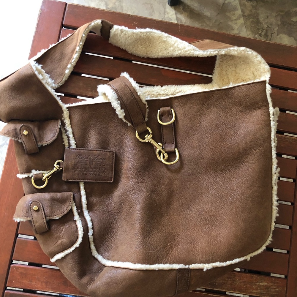 Polo Ralph Lauren Shearling & Leather Handbag used